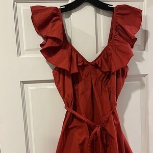French Connection Rust Ruffle Dress